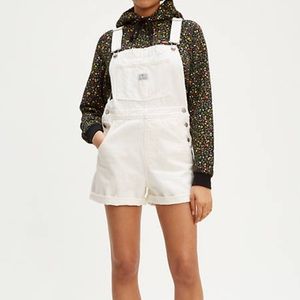 Levi Strauss white denim short overalls